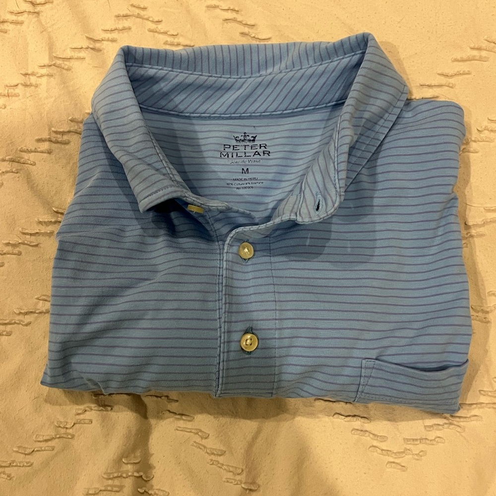 Peter Millar Men's Blue Striped Shirt